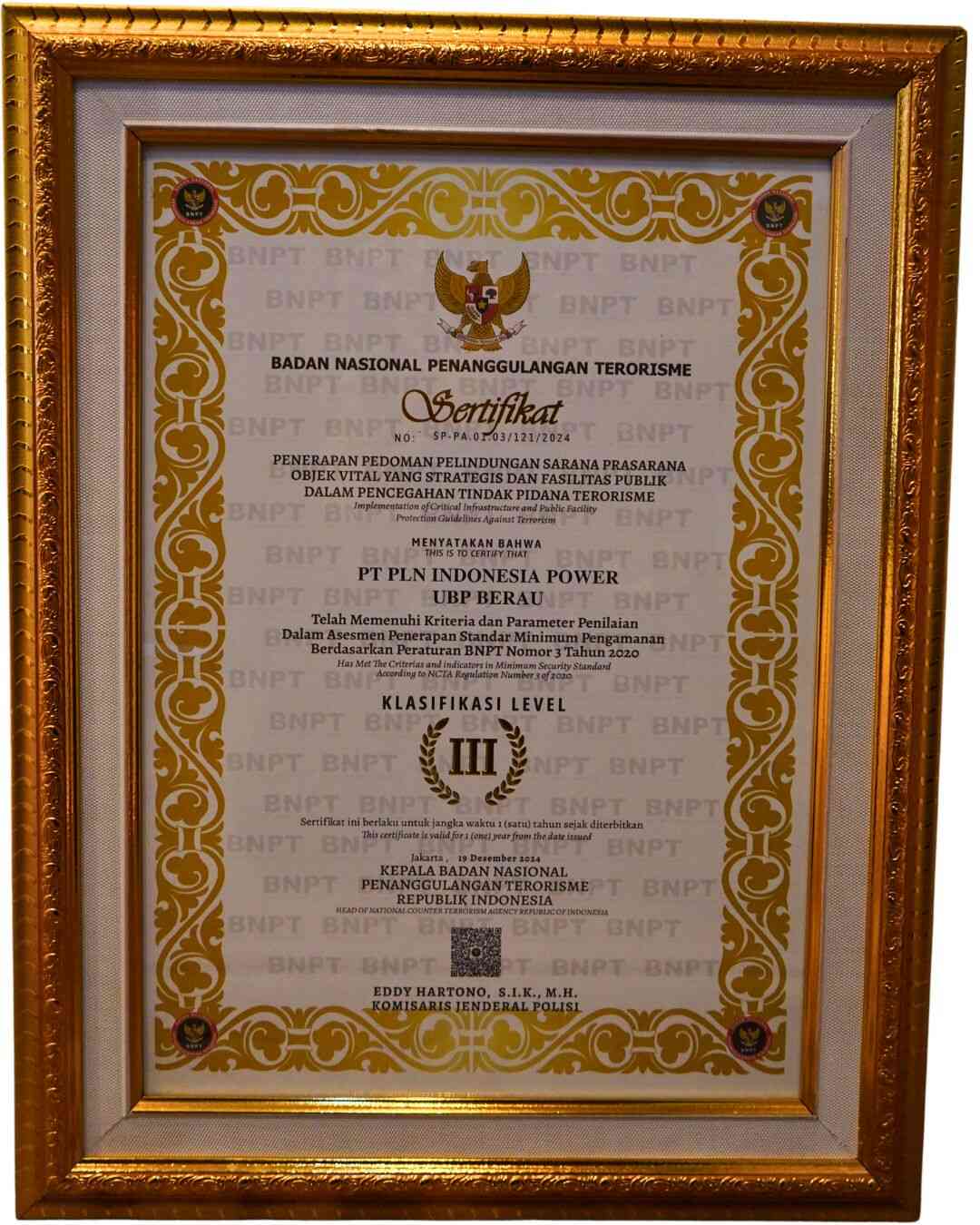 Sertifikat BNPT Berau